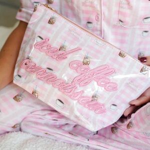 Iced Coffee Connoisseur Pink Cosmetic Bag